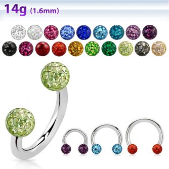 cbfr4 316l circular barbell with resined crystal ball