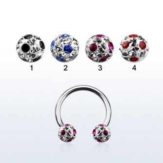 cbfr5a 316l circular barbell with dotted crystal ball