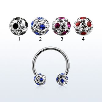 cbfr6a 316l circular barbell w dotted multi crystal ball
