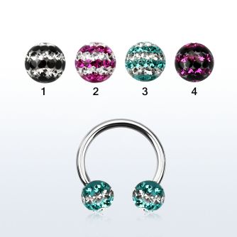 cbfr6d barbell circular acero quirurgico bolas 6mm multi cristal triple linea mayorista