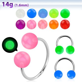 cbglb6l barbell circular diametro acero 316l bolas 6mm acrilico brilla oscuridad usar como arete distribuidor mayorista