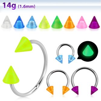 cbglcn5l barbell circular diametro acero 316l 5mm acrilico brilla oscuridad conos usar como arete mayorista