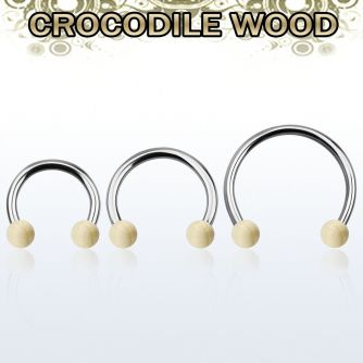 cbmcr5l barbell circular diametro acero 316l bolas 5 mm madera cocodrilo usar como arete distribuidor
