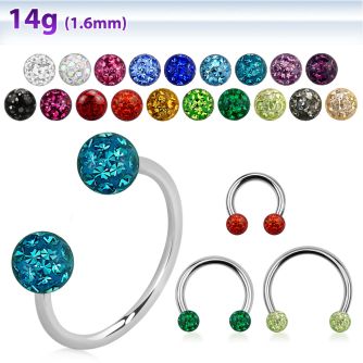 cbmf4l barbell circular diametro acero 316l bolas multi cristal 4mm usar como arete al por mayor