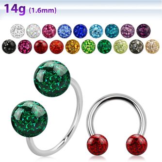 cbmf8l barbell circular diametro acero 316l bolas 8mm multi cristal usar como arete distribuidor mayorista