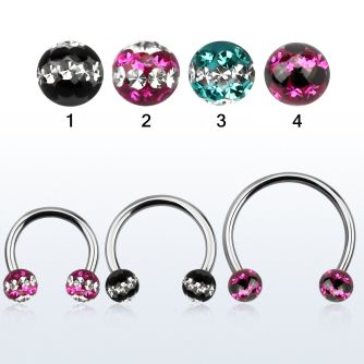 cbmfd6l barbell circular diametro acero 316l bolas 6mm multi cristal ferido triple linea usar como arete al por mayor