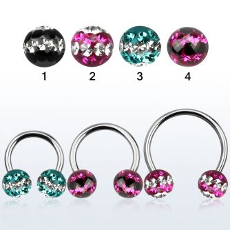 cbmfd8l barbell circular diametro acero 316l bolas 8mm multi cristal ferido triple linea usar como arete mayorista