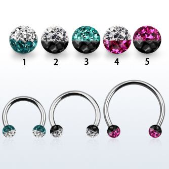 cbmfe5l barbell circular diametro acero 316l bolas 5mm multi cristal ferido colores usar como arete mayorista