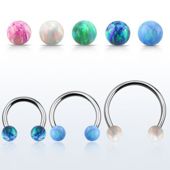 cbmop6l barbell circular diametro acero 316l con bolas 6mm opalo usar como arete venta