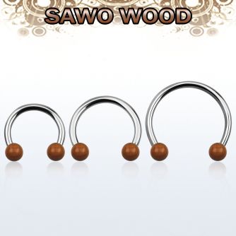 cbmsw5l barbell circular diametro acero 316l bolas 5mm madera sawo usar como arete venta