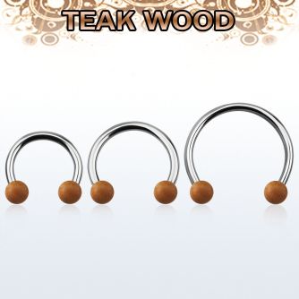 cbmte5l barbell circular diametro acero 316l bolas 5mm madera teca usar como arete distribuidor