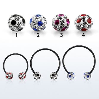 cbmtfa6l barbell circular diametro acero 316l anodizado negro bolas 6mm multi cristal puntos distribuidor mayorista