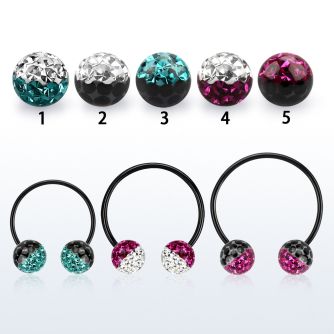 cbmtfe8l barbell circular diametro acero 316l anodizado negro bolas multi cristal 8mm colores mayorista