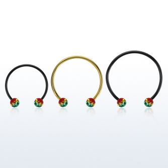 cbmtfr5l barbell circular diametro acero 316l anodizado negro bolas 5mm multi cristal rayas colores rasta distribuidor mayorista