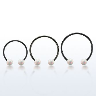 cbmtop6l barbell circular diametro acero 316l anodizado con bolas 6mm opalo usar como arete distribuidor