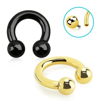 cbrt6 barbell circular acero quirurgico pvd negro 4mm bolas 8mm rosca interna al por mayor