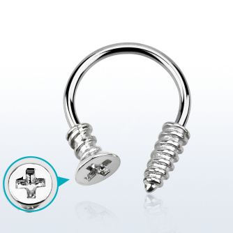 cbscw 316l steel circular barbell w cross screw top tip