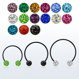 cbstf5l xxl anodized steel cbr, 16g w 5mm multi crystal balls