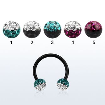 cbtfr5e barbell circular acero quirurgico anodizado bolas 5mm multi cristal colores mayorista