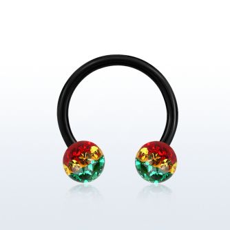 cbtfr6r barbell circular acero quirurgico anodizado bolas multi cristal 6mm rayas color rasta distribuidor mayorista