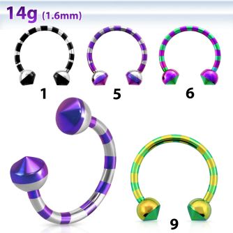 cbtl14 barbell circular acero quirurgico pvd rayas cebra medias bolas conos 5mm al por mayor