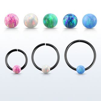 cpselo22 black silver seamless ring 22g w 3mm synthetic opal