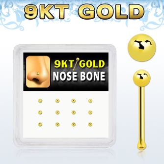 d9gnb5 caja 12 piercings nariz hueso oro 9 kts 0 6mm bola 1 5mm venta