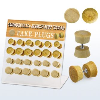 dacb175 display acrilico 24 plugs falsos madera cocodrilo jaca barra acero quirurgico 8mm 10mm distribuidor