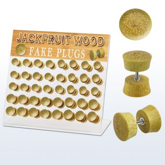 dacb177 display acrilico 40 plugs falsos madera jaca barra acero quirurgico 8mm 10mm mayorista