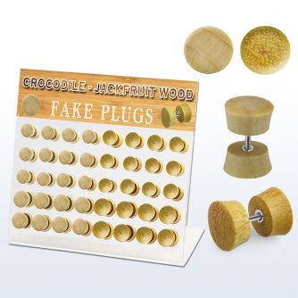 dacb178 display acrilico 40 plugs falsos madera cocodrilo jaca barra acero quirurgico 8mm 10mm distribuidor