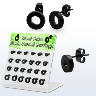 dacb193 display 12 pares dilataciones tunel oreja falsas acero quirurgico 316l pvd negro distribuidor mayorista