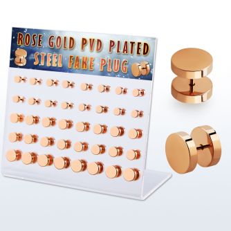 dacb212 display 40 plugs falsos acero 316l anodizado oro rosa anillo goma venta