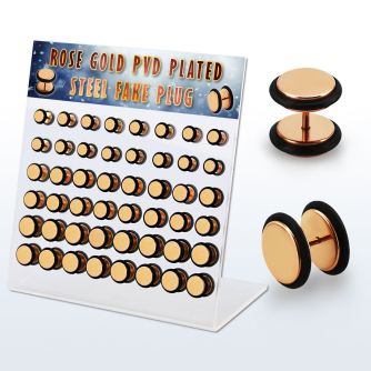 dacb216 display 48 plugs falsos acero 316l anodizado oro rosa anillo goma venta