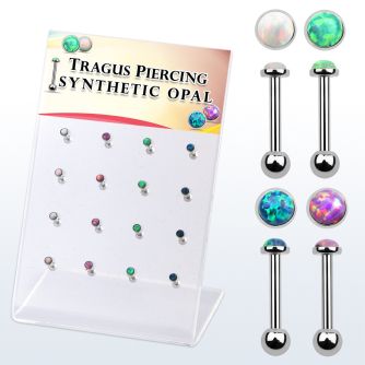 dacb223 display w steel tragus barbells w with a synthetic top