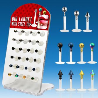 dacb74 board of bioflex labret w anodized 316l ball cone top