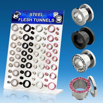 dapg38 display 72 dilataciones tunel tornillo acero brillo espejo acero anodizado 4mm 18mm mayorista