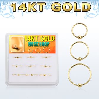 dg14nh1 caja 9 aros nariz continuos oro 14 kts 0 6mm bola 8mm 12mm mayorista