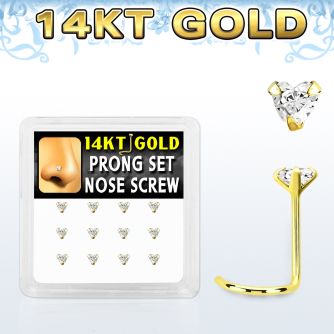 dgsc5 caja 12 piercing nariz l oro 14 kts 0 6mm zirconita redonda corazon 3mm al por mayor