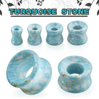 dgshh precious turquoise stone double flare flesh tunnel