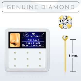 dgys15 caja 9 piercing nariz doblar tu mismo oro 14 kts 0 6mm diamante genuino redondo 1 5mm al por mayor