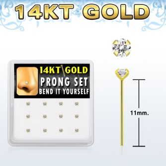 dgys19 caja 12 piercing nariz doblar tu mismo oro 14 kts 0 6mm zirconia redonda 2mm distribuidor mayorista