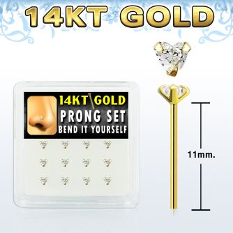 dgys3 caja 12 piercing nariz doblar tu mismo oro 14 kts 0 6mm zirconita redonda corazon 3mm distribuidor