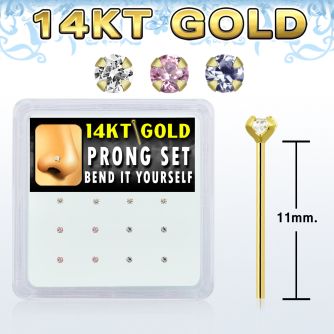 dgys4 caja 12 piercing nariz doblar tu mismo oro 14 kts 0 6mm zirconia redonda 1 5mm distribuidor mayorista