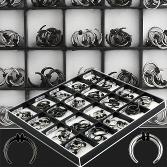 dmbj34 display 100 acero quirurgico pvd expansores curvos acero anillos goma dobles 3mm al por mayor