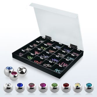 dmbj5 caja display 500 bolas joya bisel 3mm 4mm rosca mayorista