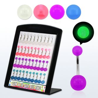 dmbna5 display 40 piercings ombligo acero quirurgico bolas brillan oscuridad 5 8mm 10mm distribuidor mayorista