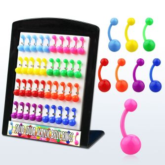dmbna6 display 40 piercings ombligo acrilicos bolas acrilicas colores lisos 5 8mm 10mm mayorista