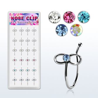 dncl6 caja display 24 piercings nariz clip plata 925 infinito cristal centro mayorista