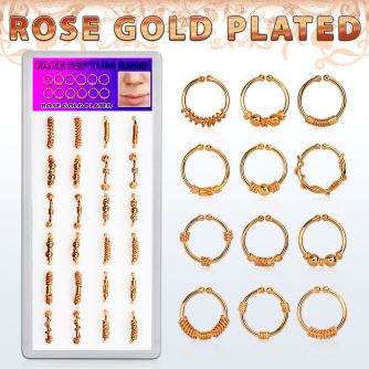 dnsm101 caja 24 aros septum falsos plata esterlina 1mm oro rosa disenos variados 12mm distribuidor