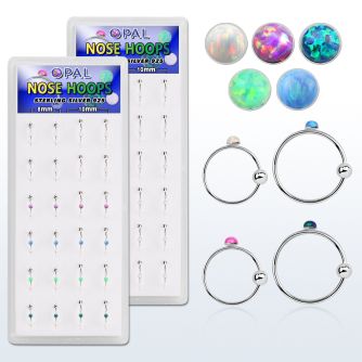 dnsm112 caja 24 aros nariz plata 925 0 6mm bola cierre opalo redondo 1 5mm 8mm 10mm distribuidor mayorista
